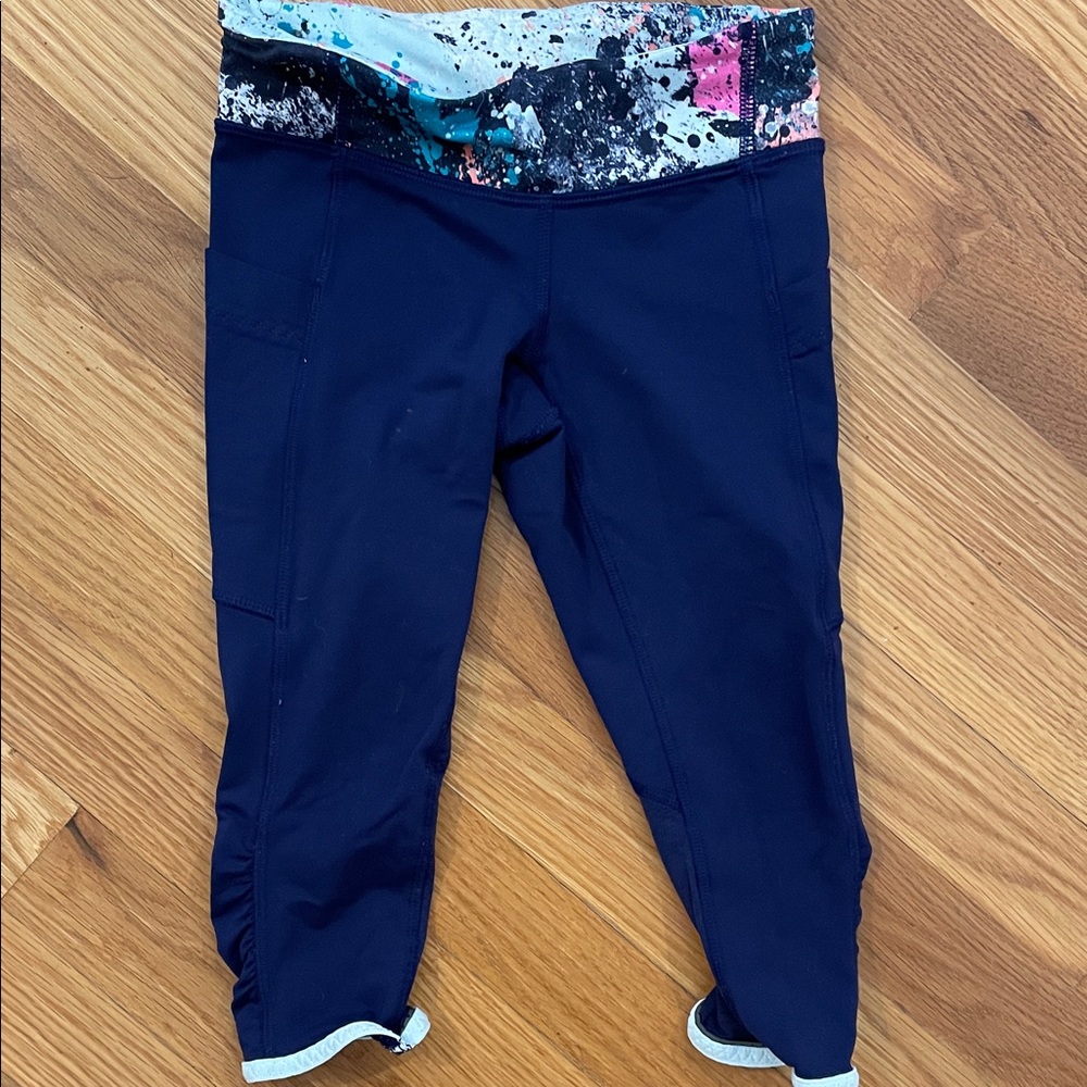 Ivivva Navy Leggings with Artistic Waistband